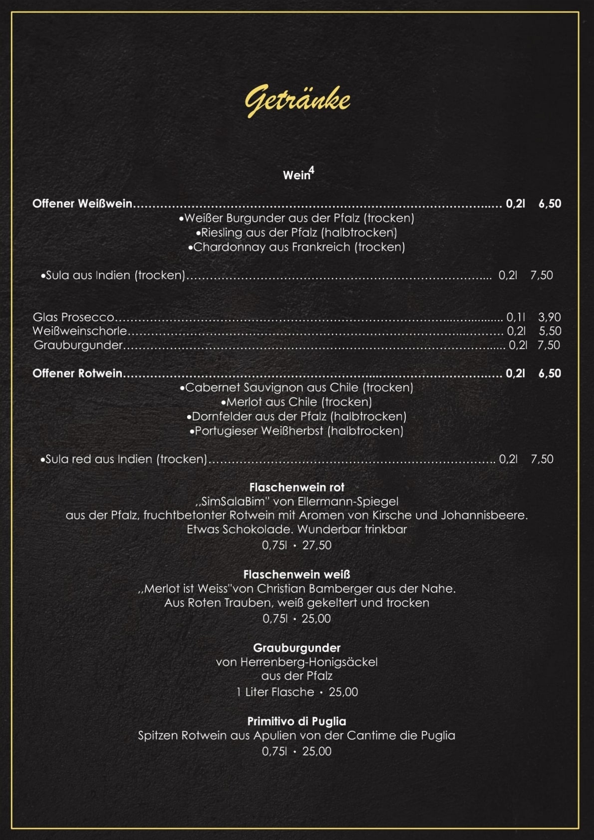 menu