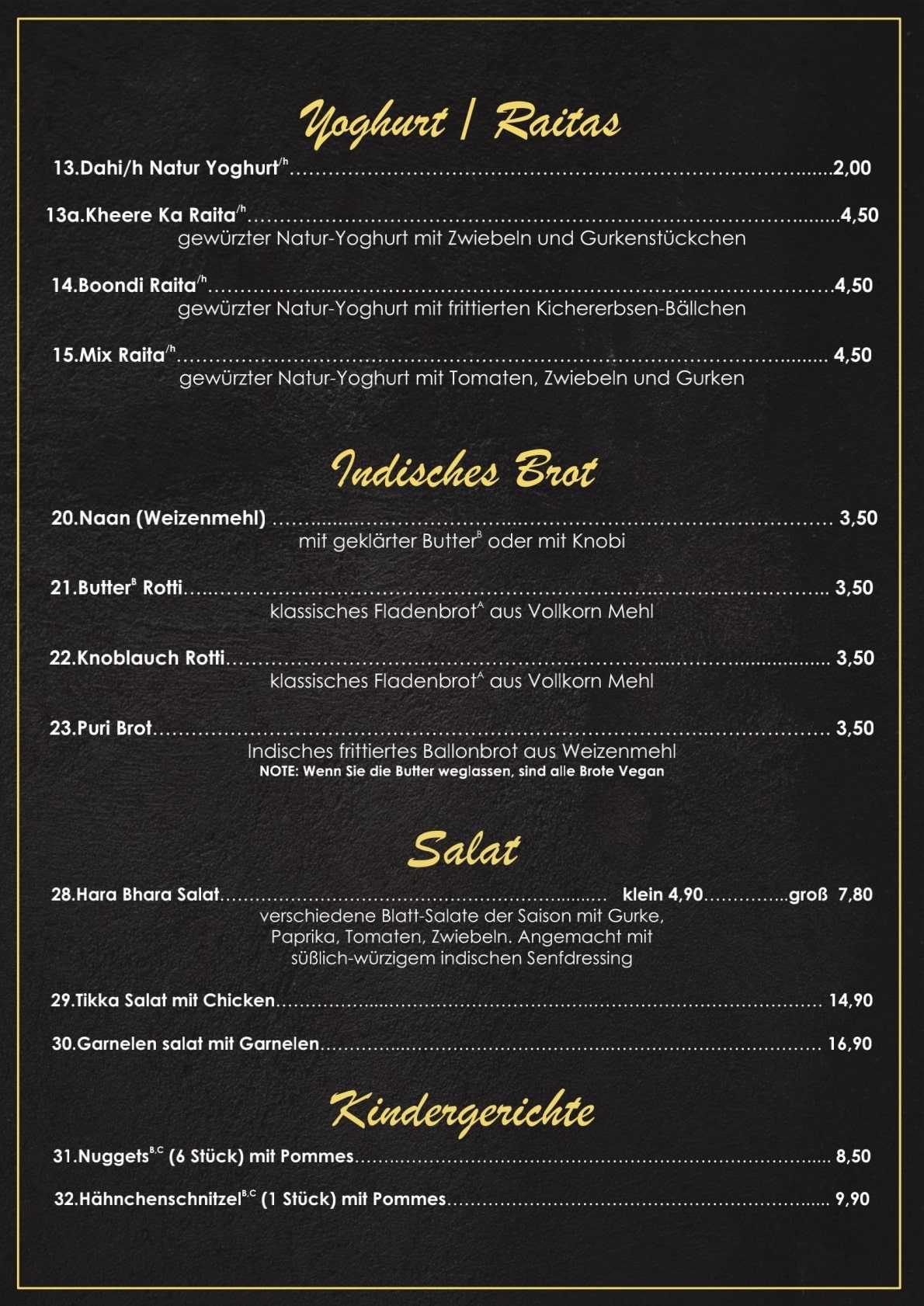 menu