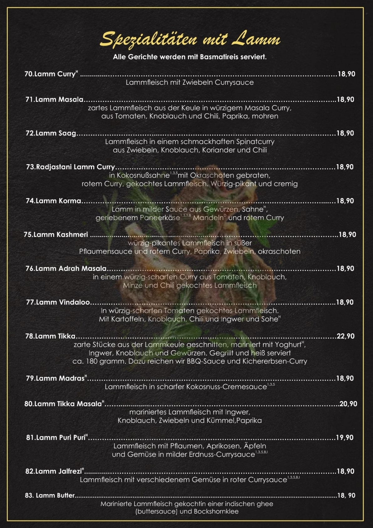 menu